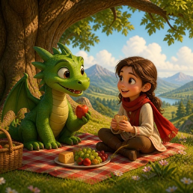 3D render style illustration of a picnic