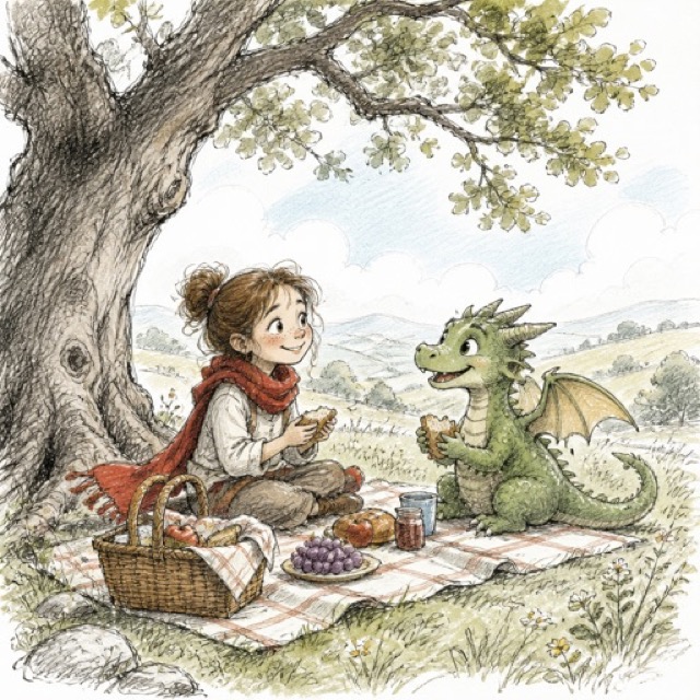 Sketch style illustration of a picnic